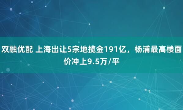 双融优配 上海出让5宗地揽金191亿，杨浦最高楼面价冲上9.5万/平