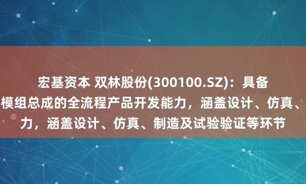 宏基资本 双林股份(300100.SZ)：具备人形机器人用线性关节模组总成的全流程产品开发能力，涵盖设计、仿真、制造及试验验证等环节